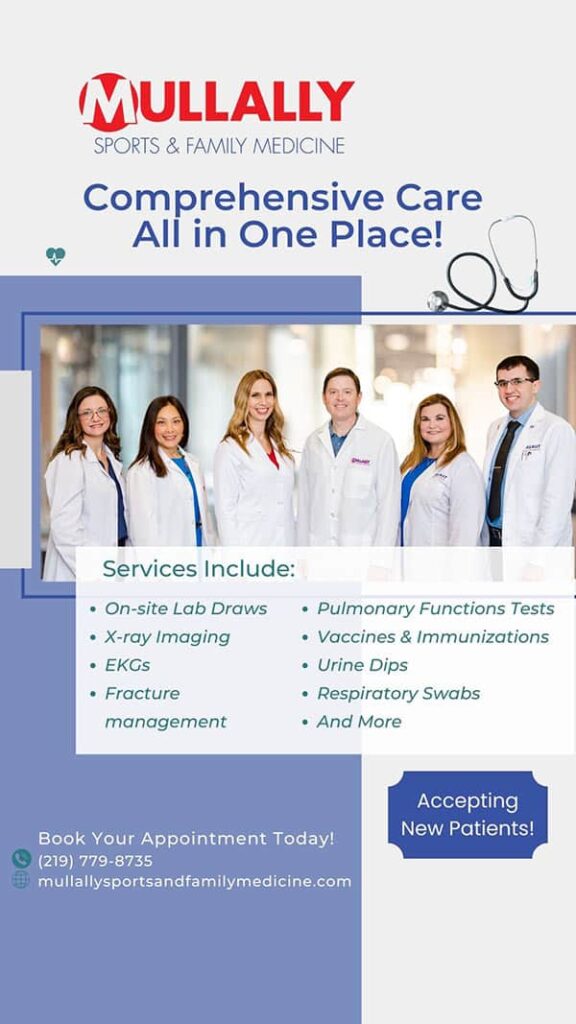 Comprehensive Care All in One Place at Mullally Sports and Family Medicine in Crown Point, IN Comprehensive Care All in One Place at Mullally Sports and Family Medicine in Crown Point, IN