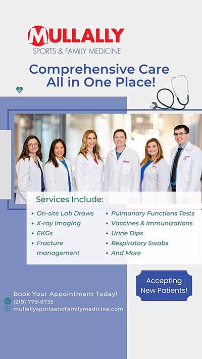 Comprehensive Care All in One Place at Mullally Sports and Family Medicine in Crown Point, IN Comprehensive Care All in One Place at Mullally Sports and Family Medicine in Crown Point, IN